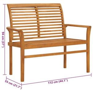 Ławka ogrodowa z poduszką taupe, 112 cm, lite drewno tekowe