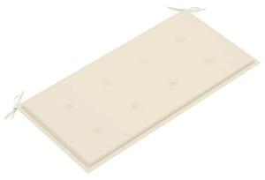 Ławka ogrodowa z kremową poduszką, 112 cm, lite drewno tekowe