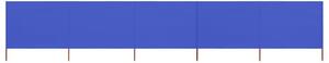 Parawan 5-skrzydłowy z tkaniny, 600x80 cm, błękit lazur