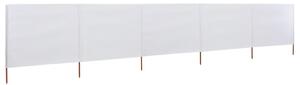 Parawan 5-skrzydłowy z tkaniny, 600x80 cm, piaskowy biały