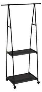Czarny metalowy stojak na ubrania na kółkach 84x43x156 cm – Casa Selección