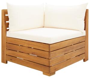 Moduł sofy narożnej, 1 szt., z poduszkami, lite drewno akacjowe