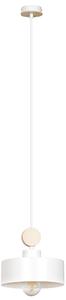 TUNISO 1 WHITE 583/1 wisząca lampa styl skandynawski drewno biała szeroki klosz