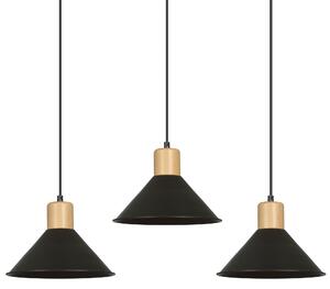 ROWEN 3 BLACK 1044/3 nowoczesna lampa sufitowa czarna drewniane elementy