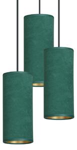 BENTE 3 BL PREMIUM GREEN lampa wisząca abażury welurowe regulowana złoty środek