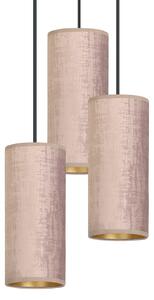 BENTE 3 BL PREMIUM ROSE lampa wisząca abażury welurowe regulowana złoty środek