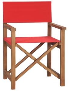 Krzesło reżyserskie, lite drewno tekowe, czerwone