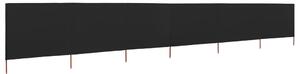 Parawan 6-skrzydłowy z tkaniny, 800 x 80 cm, czarny
