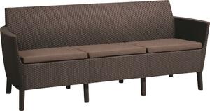 Ogrodowa polirattanowa sofa SALEMO - trzyosobowa, brązowa