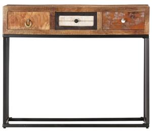 Stolik typu konsola, złoty, 90x30x75 cm, lite drewno z odzysku