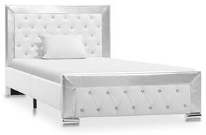 Rama łóżka, biała, obita sztuczną skórą, 100 x 200 cm