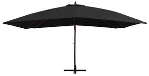 Wiszący parasol na drewnianym słupku, 400x300 cm, czarny