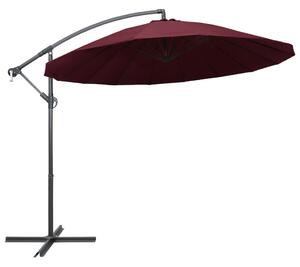 Wiszący parasol ogrodowy, burgund, 3 m, słupek aluminiowy