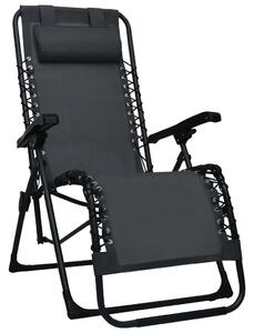 Składane krzesło tarasowe, czarne, textilene