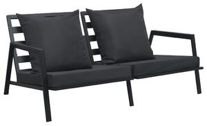 Sofa ogrodowa z poduszkami, 2-osobowa, ciemnoszara, aluminium