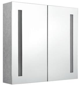 Szafka łazienkowa z lustrem i LED, szarość betonu, 62x14x60 cm