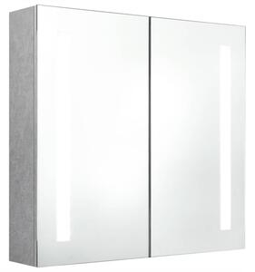Szafka łazienkowa z lustrem i LED, szarość betonu, 62x14x60 cm