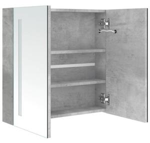 Szafka łazienkowa z lustrem i LED, szarość betonu, 62x14x60 cm
