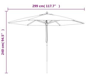Parasol ogrodowy na drewnianym słupku, piaskowy, 299x240 cm