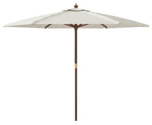 Parasol ogrodowy na drewnianym słupku, piaskowy, 299x240 cm