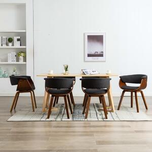 Krzesła stołowe, 6 szt., szare, gięte drewno i tkanina