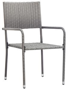Krzesła stołowe do ogrodu, 2 szt., polirattan, szare