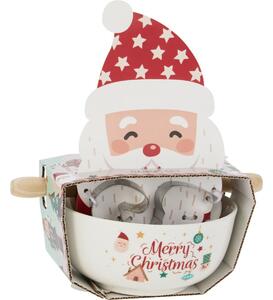 Świąteczny zestaw do pieczenia Santa – miska, wałek, foremki do ciastek