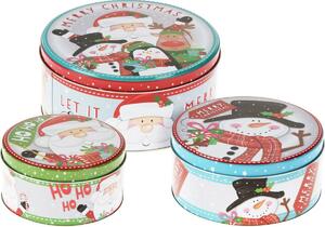 Zestaw 3 blaszanych puszek świątecznych Santa's Friends