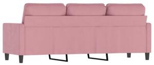Sofa 3-osobowa, rÃ³Å¼owa, 180 cm, obita aksamitem