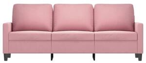 Sofa 3-osobowa, rÃ³Å¼owa, 180 cm, obita aksamitem