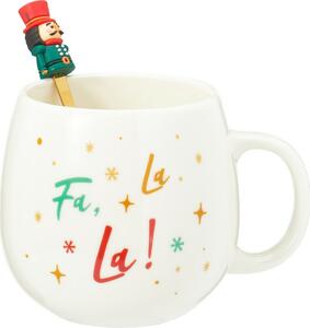 Świąteczny kubek porcelanowy z łyżeczką Dziadek do orzechów 550 ml