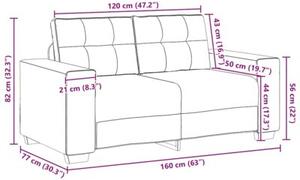 Sofa dwuosobowa czarna 160x77x82 cm aksamitna