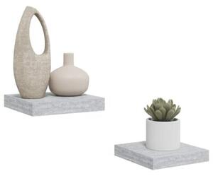 Półki ścienne, 2 szt., szarość betonu, 23 x 23,5 x 3,8 cm, mdf