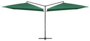 Podwójny parasol na stalowym słupku, 250 x 250 cm, zielony