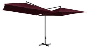 Podwójny parasol na stalowym słupku, 250 x 250 cm, bordowy