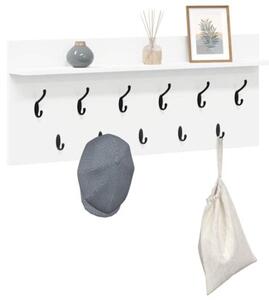 Minimalistyczny wieszak na płaszcze z półką, biały, 100 x 40 x 12 cm