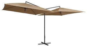 Podwójny parasol na stalowym słupku, 250 x 250 cm, taupe