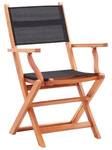Składane krzesła ogrodowe 8 szt. czarne, eukaliptus i textilene
