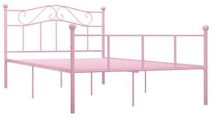 Rama łóżka, różowa, metalowa, 160 x 200 cm