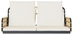 Ławka bujana z poduszkami, 105x58x38 cm, polirattan i stal