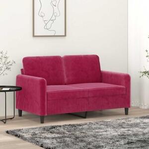 Sofa 2-osobowa, winna czerwieÅ, 120 cm, tapicerowana aksamitem