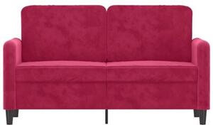 Sofa 2-osobowa, winna czerwieÅ, 120 cm, tapicerowana aksamitem