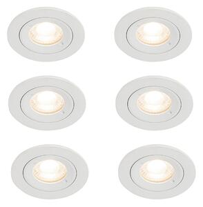 Set van 6 inbouwspots wit rond GU10 50mm IP44 - Xena Oswietlenie wewnetrzne