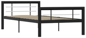 Rama łóżka, czarno-biała metalowa, 100 x 200 cm