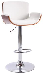 Krzesło barowe, białe, obite sztuczną skórą