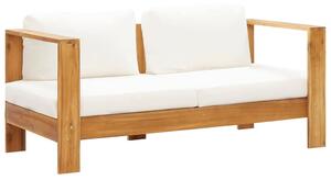 Sofa ogrodowa z poduszką, 140 cm, lite drewno akacjowe, kremowa