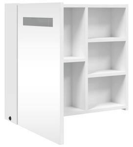 Szafka łazienkowa z lustrem i LED, biała, 60x13x52 cm