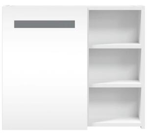 Szafka łazienkowa z lustrem i LED, biała, 60x13x52 cm