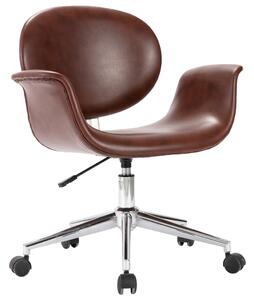 Obrotowe krzesło stołowe, brązowe, obite sztuczną skórą