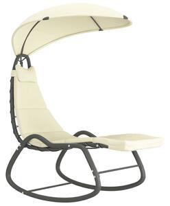 Ogrodowe krzesło bujane, kremowe, 160x80x195 cm, tkanina